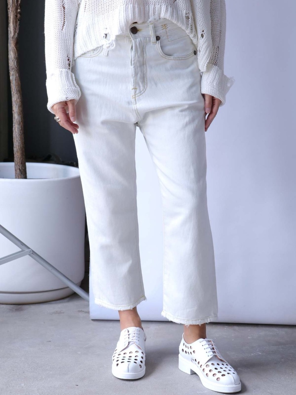 R13 tailored drop kinney linen indigo